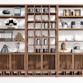 新中式博古架3D模型下载